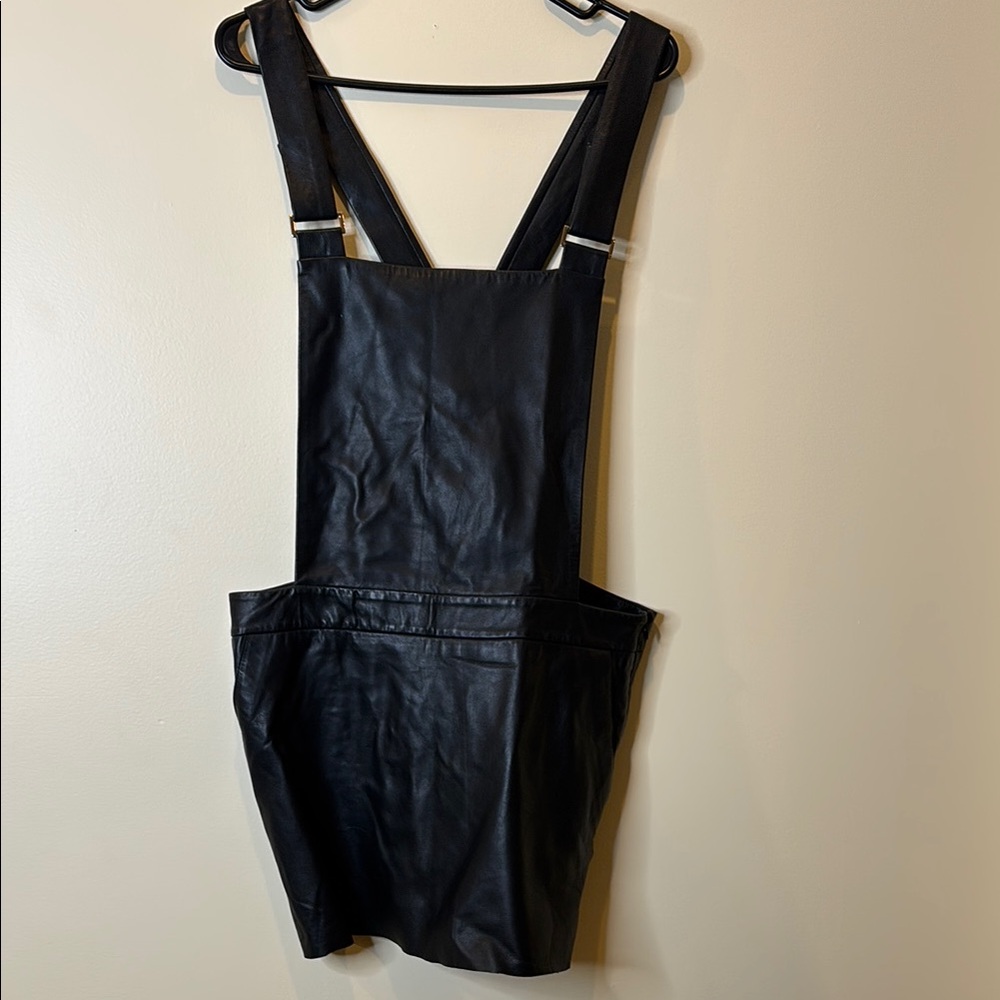 Pre-owned Love Leather Black Leather Jumper Dress. 100% Lamb Leather. Size M
